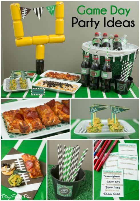 Awesome football party ideas including fun Super Bowl party games, football party food ideas, and more from www.playpartyplan.com