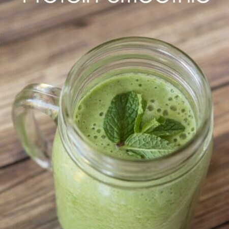 This mint green smoothie recipe is packed full of leafy greens, green fruits, and protein in one delicious smoothie recipe!