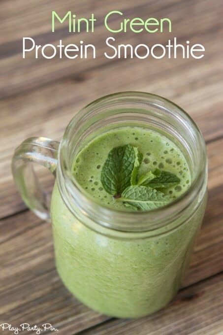 This mint green smoothie recipe is packed full of leafy greens, green fruits, and protein in one delicious smoothie recipe! 