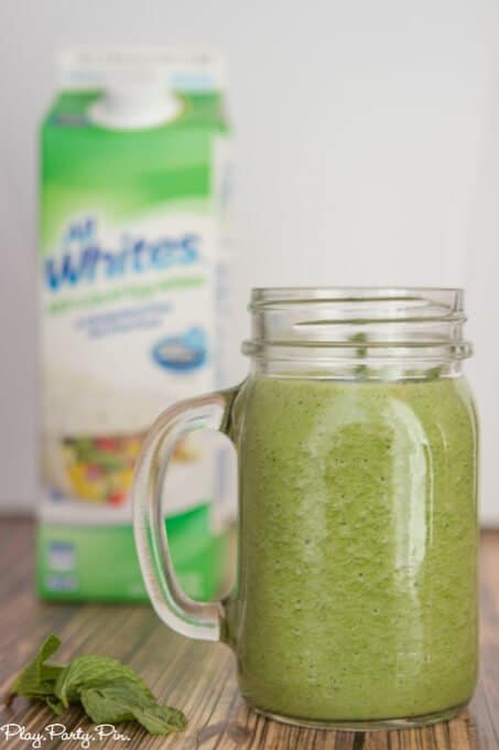This mint green smoothie recipe is packed full of leafy greens, green fruits, and protein in one delicious smoothie recipe! 