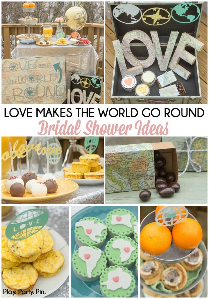 Love the "love makes the world go round" theme, such fun baby shower ideas and bridal shower ideas to celebrate love!