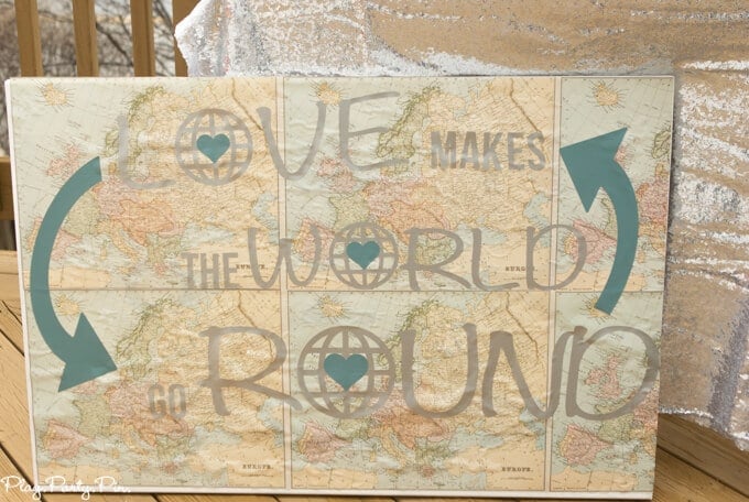 DIY love makes the world go round project 