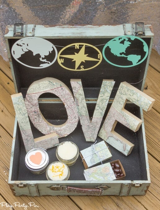 This love makes the world go round theme is perfect for a baby shower or a bridal shower, use round foods + world/travel items and you're all set for a shower everyone will love!