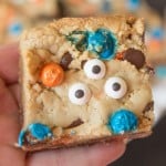 Big Hero 6 inspired Fredzilla monster bars complete with orange and blue chocolate candies and three eyes!