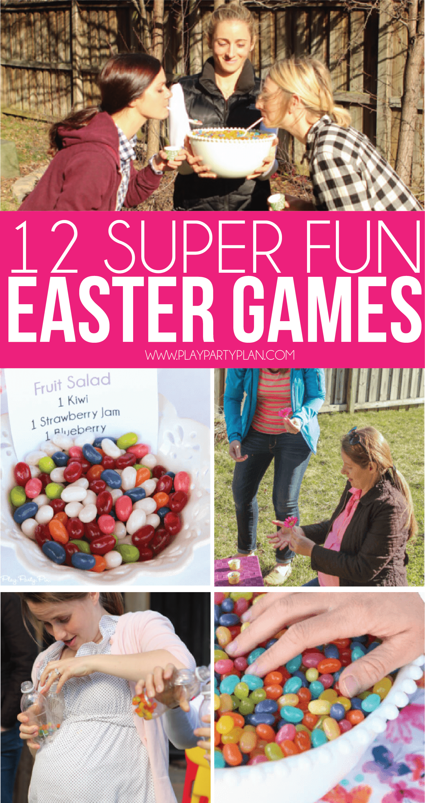 12 of the best Easter games for adults, for kids, or for teens! Play these with your family on Easter Sunday or hold an outdoor party at your church with and play these with family and friends! They’re minute to win it style games so they work for all ages - preschool and up!