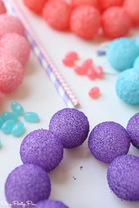 These DIY foam ball garlands are the perfect easy party decorations that can be made last-minute and in any color you want! 
