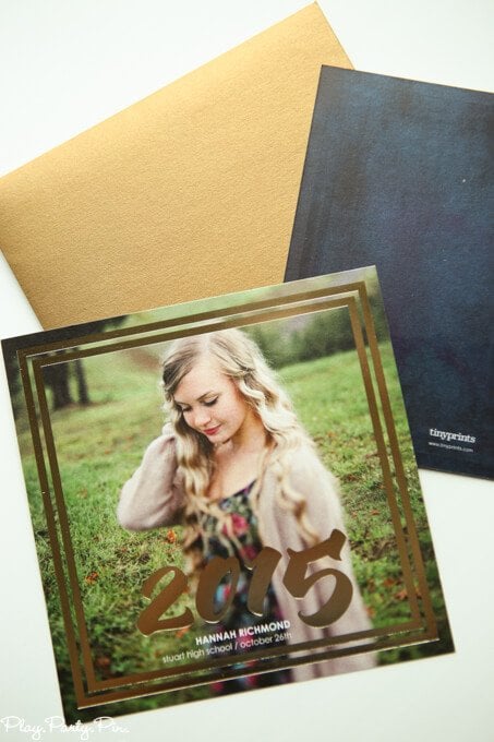 Gold foil graduation announcement idea from Tiny Prints