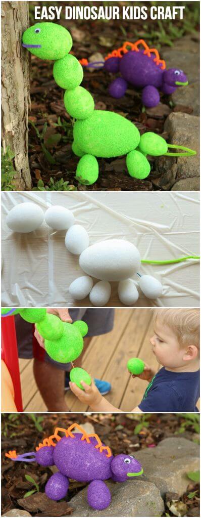 These foam dinosaurs would make an awesome dinosaur kids craft, perfect for a dinosaur birthday party idea, letter D activities, or someone who just loves dinosaurs