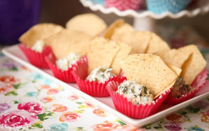 Love the idea of serving individual chips and dip in cups!