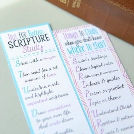 Love these free printable scripture study bookmarks and the great tips for better scripture study! These are perfect LDS young women handouts or even just LDS youth handouts!