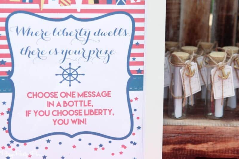Love these nautical party game ideas, this guess the message in the bottle one sounds so cute!