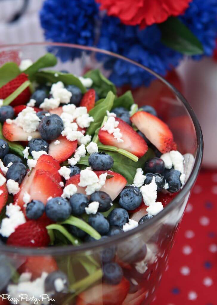 Red, white, and blue salad that's one of my favorite 4th of July party ideas!