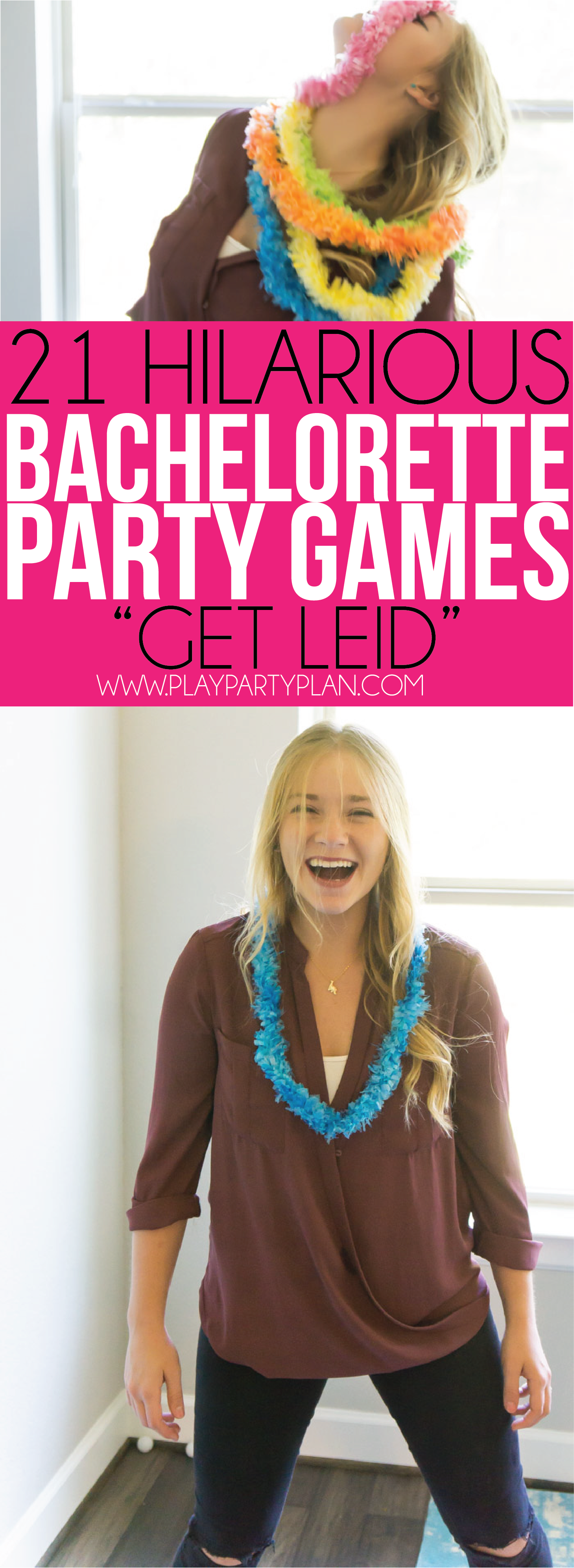 Use plastic leis for fun in these silly bachelorette party games