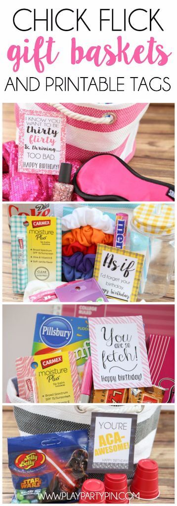 Love these gift basket ideas inspired by some of the best chick flicks! And the movie quote gift tags are awesome!