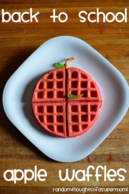 Red waffle on a white plate