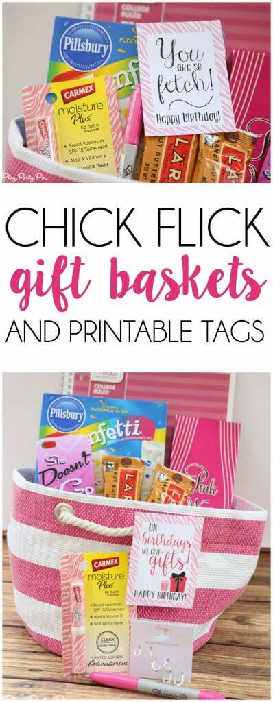 Love these gift basket ideas inspired by some of the best chick flicks! And the movie quote gift tags are awesome! 