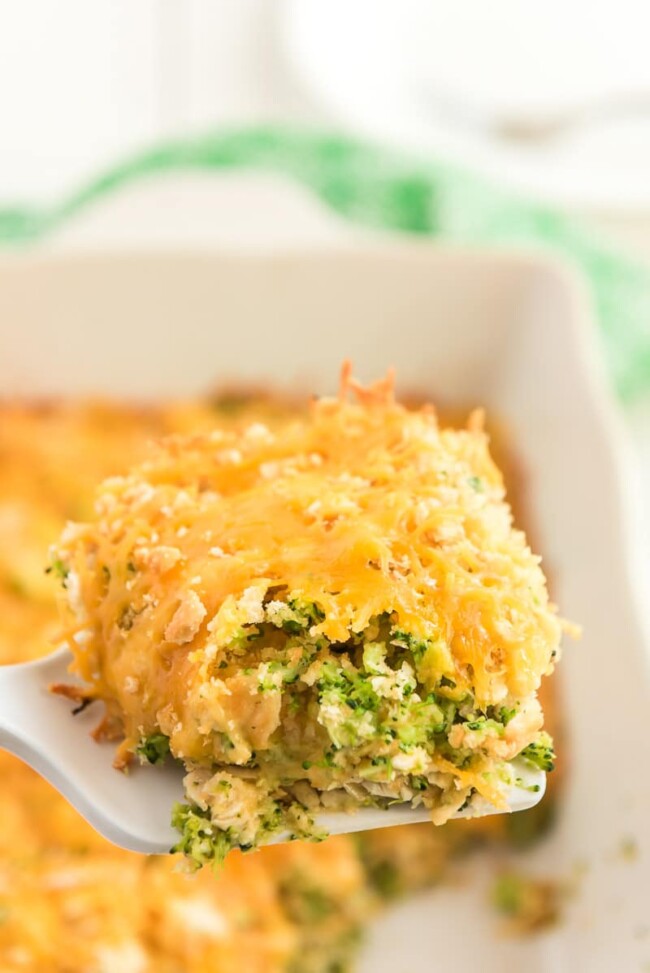 Easy Broccoli Chicken Casserole with Ritz Crackers - Play Party Plan