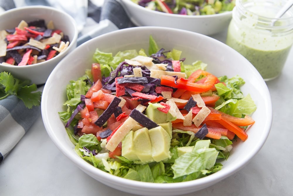 A bowl of southwestern chicken salad