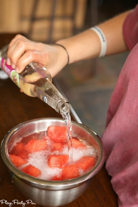 This sparkling water watermelon juice is the perfect summer drink for a hot day or a great girls night drink! 