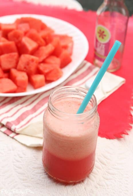 This sparkling water watermelon juice is the perfect summer drink for a hot day or a great girls night drink! 