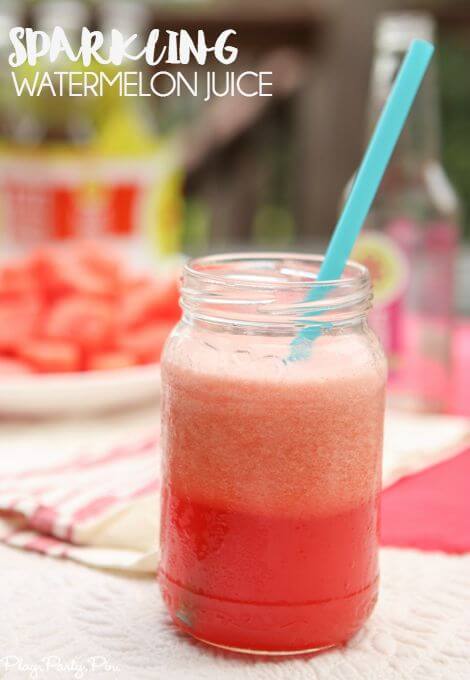 This sparkling water watermelon juice is the perfect summer drink for a hot day or a great girls night drink!