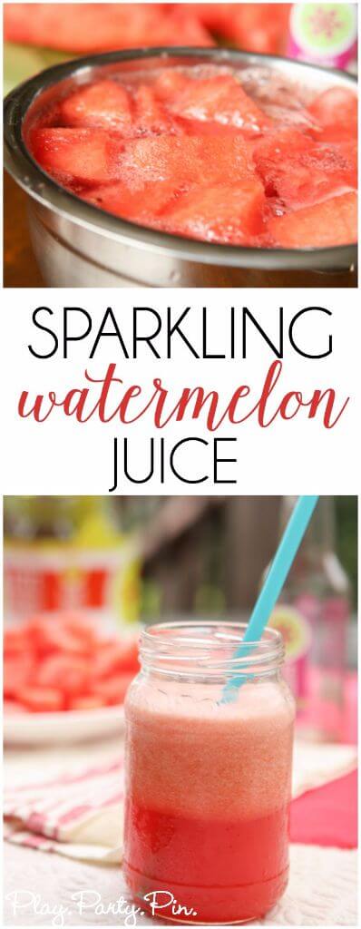 This sparkling water watermelon juice is the perfect summer drink for a hot day or a great girls night drink! 