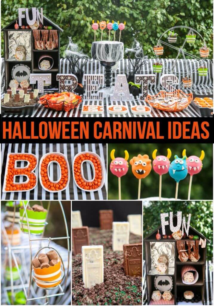 Love all of these Halloween carnival ideas especially this awesome Halloween carnival dessert table!