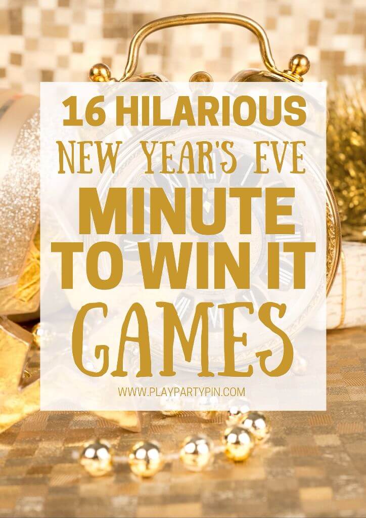 16 hilarious minute to win it games that are perfect for a New Year's Eve party! Tons of great New Year's Eve party games including some of the best New Year's Eve games I've ever seen. I can't wait to try #12!