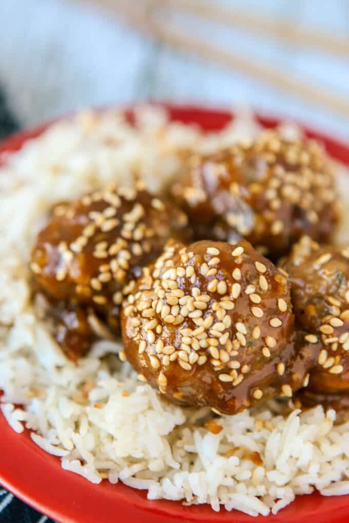 These teriyaki turkey meatballs are one of my favorite ground turkey recipes and the perfect party appetizers! Post includes a recipe for yummy baked turkey meatballs and a homemade teriyaki sauce! And if you omit the bread crumbs, these would be great for anyone on a gluten free or Weight Watchers diet! 