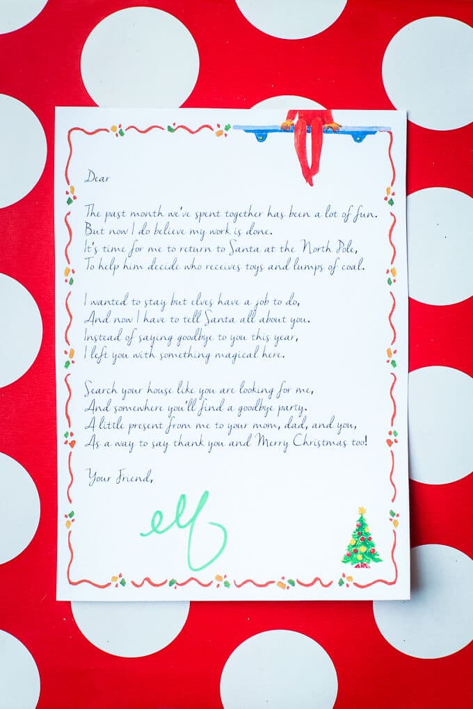 Free printable Elf on the Shelf goodbye letter and invitation to a fun Elf on the Shelf goodbye party. Tons of cute Elf on the Shelf goodbye ideas and other Elf on the Shelf ideas!