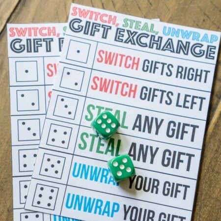 A christmas gift exchange game that uses dice and gifts