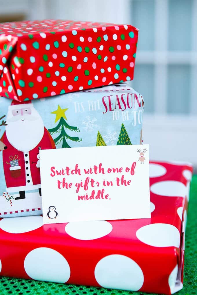 Love this fun twist on traditional gift exchange games! Free printable cards to use for swapping gift exchange gifts and some even some fun gift ideas if you need some ideas. 