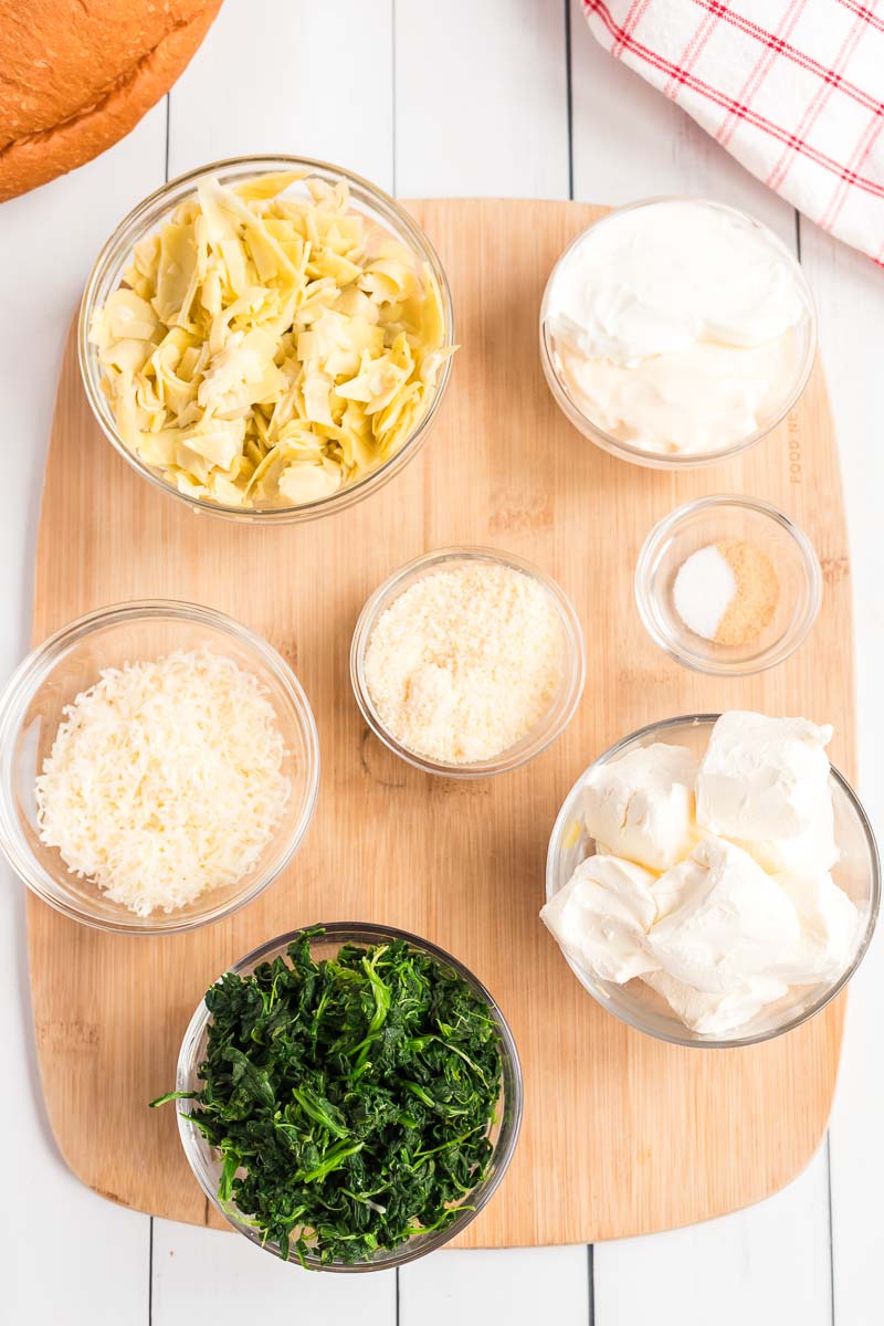 Ingredients for the best spinach artichoke dip