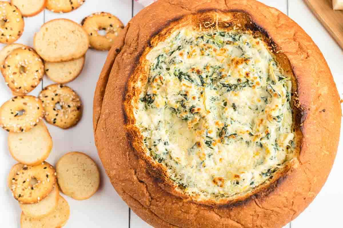 Broiled spinach artichoke dip