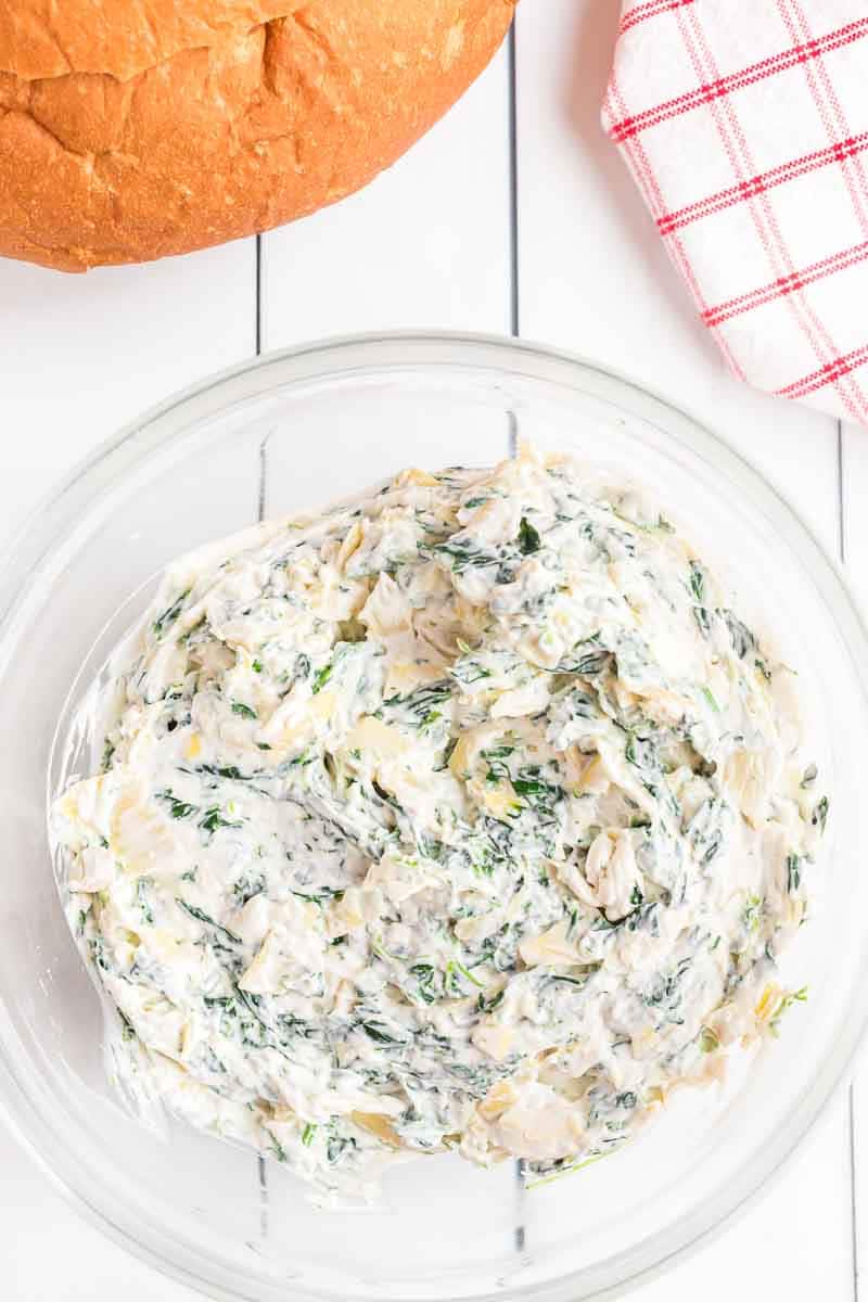Mixed up easy spinach artichoke dip