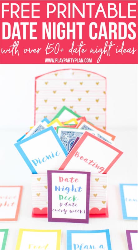 This date night deck is the perfect thoughtful homemade gift for women or for guys! Simply print out the deck, add to playing cards, and have an entire year’s worth of date night ideas ready to go! Date nights that work at home, for married couples (or not), or just for someone looking for activities outside of a romantic dinner out. #datenight #datenightideas #giftideas #valentinesday #anniversarygift #gifts