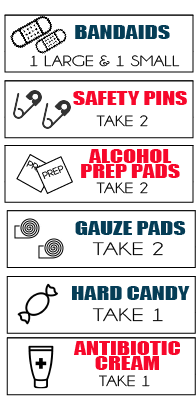 This roll a first aid kit is such a fun girls camp certification idea or even for girl scouts! Such a fun way to teach what goes in a basic first aid kit certification.