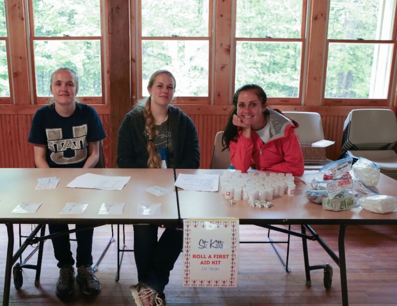 This roll a first aid kit is such a fun girls camp certification idea or even for girl scouts! Such a fun way to teach what goes in a basic first aid kit certification.