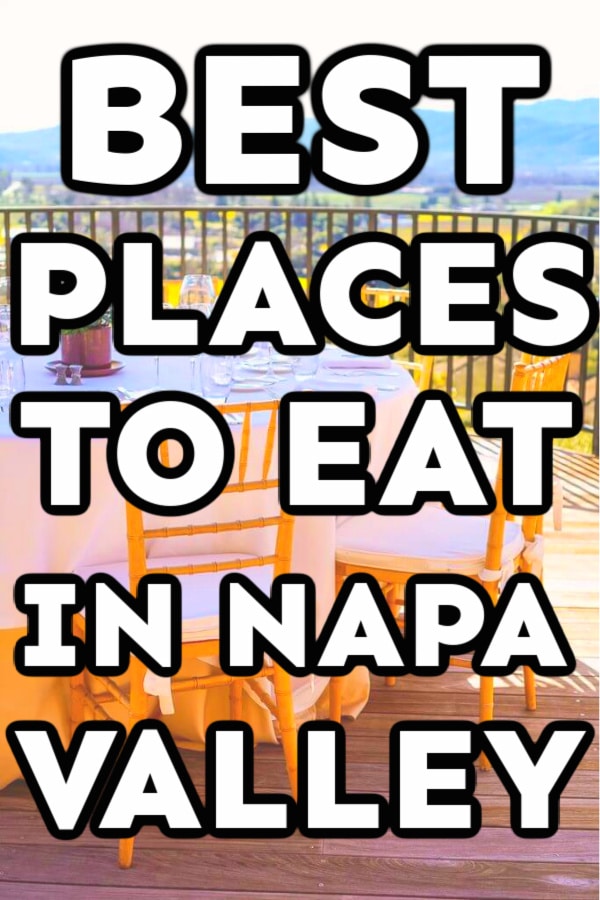 Patio table with Napa Valley in the background and text for Pinterest