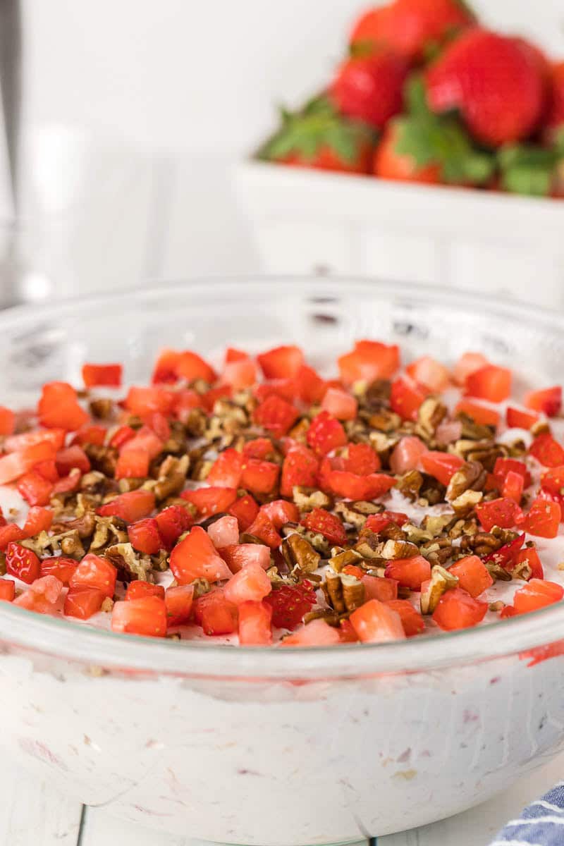 Bowl of strawberry fluff salad