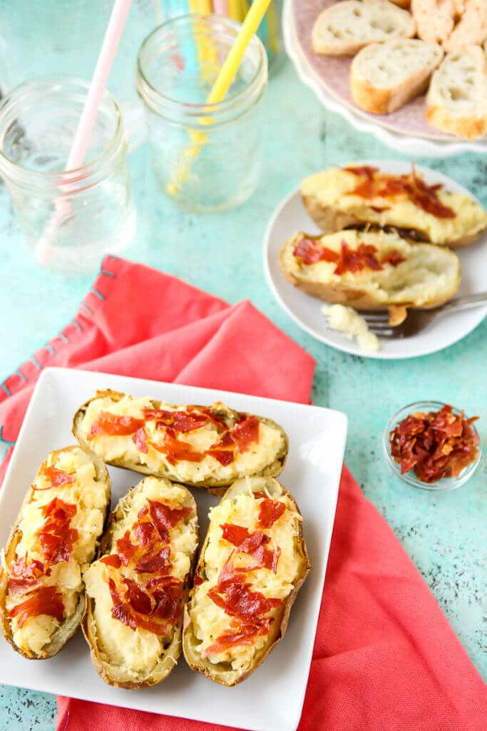 These creamy twice baked potatoes are the absolute best twice baked potatoes ever! They’re creamy, flavorful, and delicious! The perfect easy appetizers for a holiday brunch or dinner. 