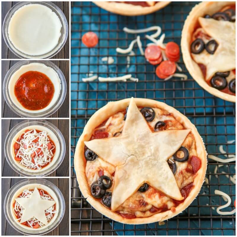 These mini pizza pies are perfect for anyone who loves Gilmore Girls, pizza, or pie! Your favorite pizza toppings baked into a pie crust makes these almost like a pie version of your favorite pizza rolls. Such an easy pizza pie recipe and I love the Stars Hollow star on top! Definitely adding this to my easy appetizers board! 