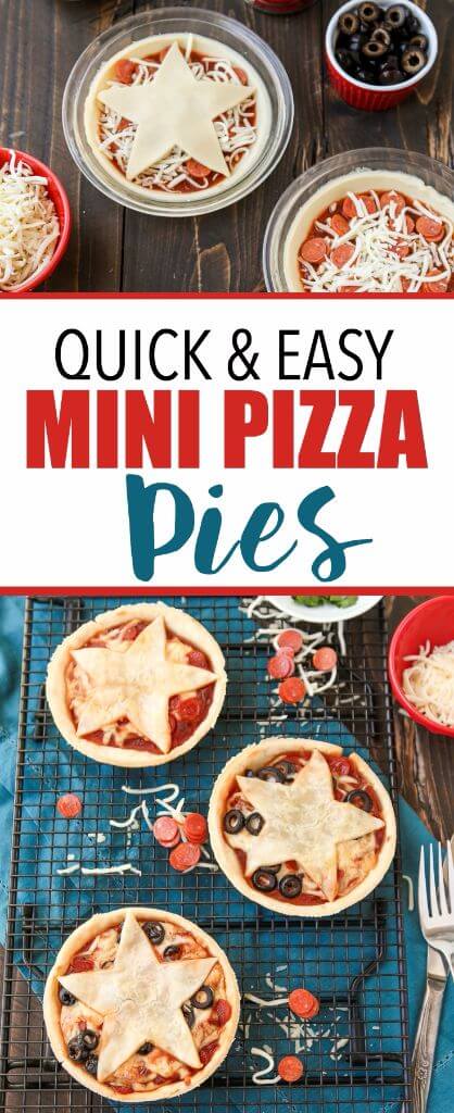 These mini pizza pies are perfect for anyone who loves Gilmore Girls, pizza, or pie! Your favorite pizza toppings baked into a pie crust makes these almost like a pie version of your favorite pizza rolls. Such an easy pizza pie recipe and I love the Stars Hollow star on top! Definitely adding this to my easy appetizers board! 