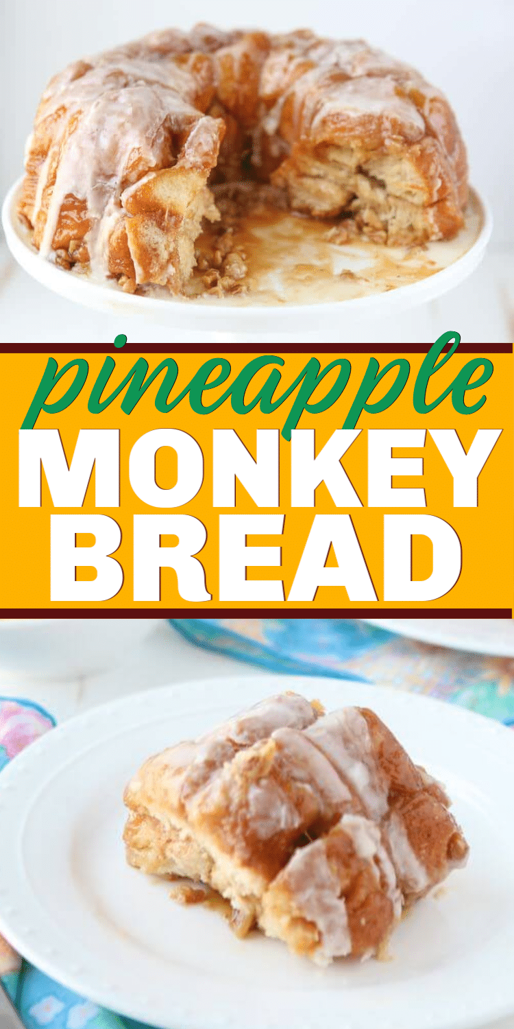 The best pineapple monkey bread recipe made with canned biscuits, pecans, and pineapple! Easy to make and absolutely delicious!