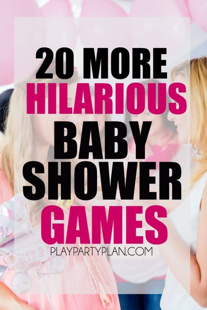 20 MORE hilarious baby shower games with everything from active baby shower games to printable baby shower games! Tons of great ideas on playpartyplan.com.