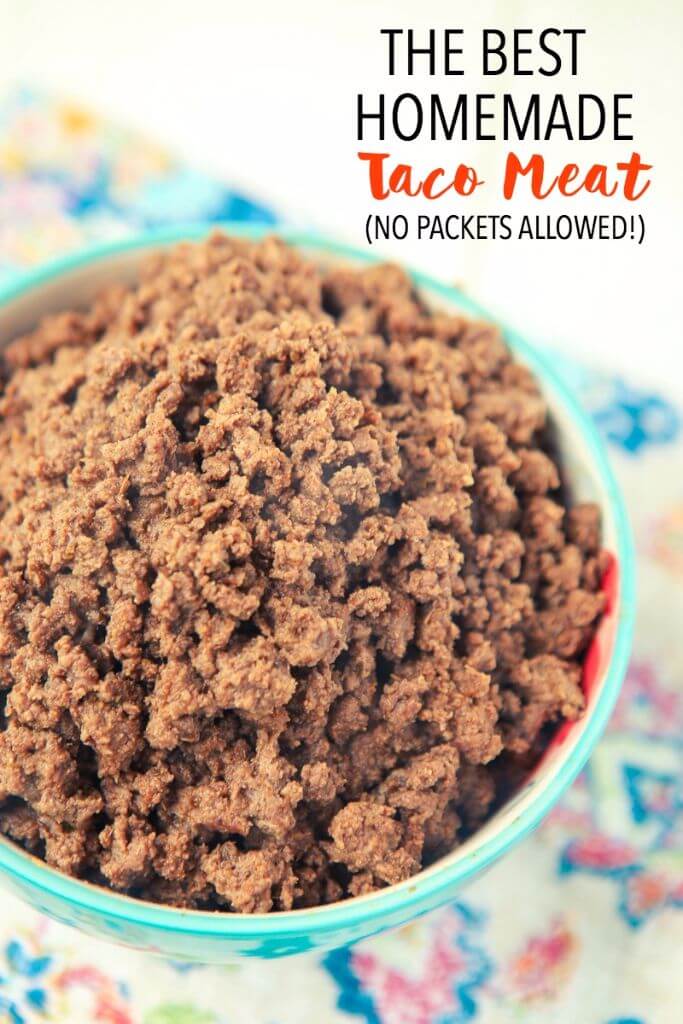 This is the best absolute homemade taco meat, perfect for filling tacos, enchiladas, tostadas and more! All from scratch, no packet seasonings allowed!