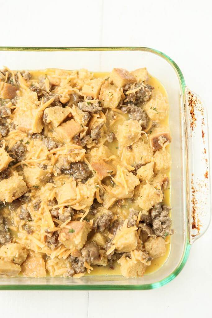 This egg and sausage breakfast casserole recipe is the best one I've ever tried! Love the crunchy bread on top!