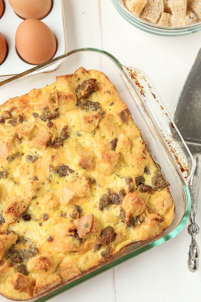 This egg and sausage breakfast casserole recipe is the best one I've ever tried! Love the crunchy bread on top!