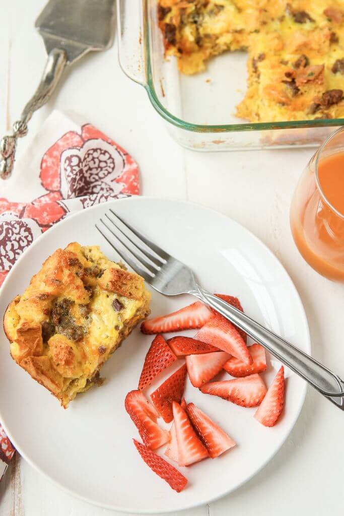 This egg and sausage breakfast casserole recipe is the best one I've ever tried! Love the crunchy bread on top!