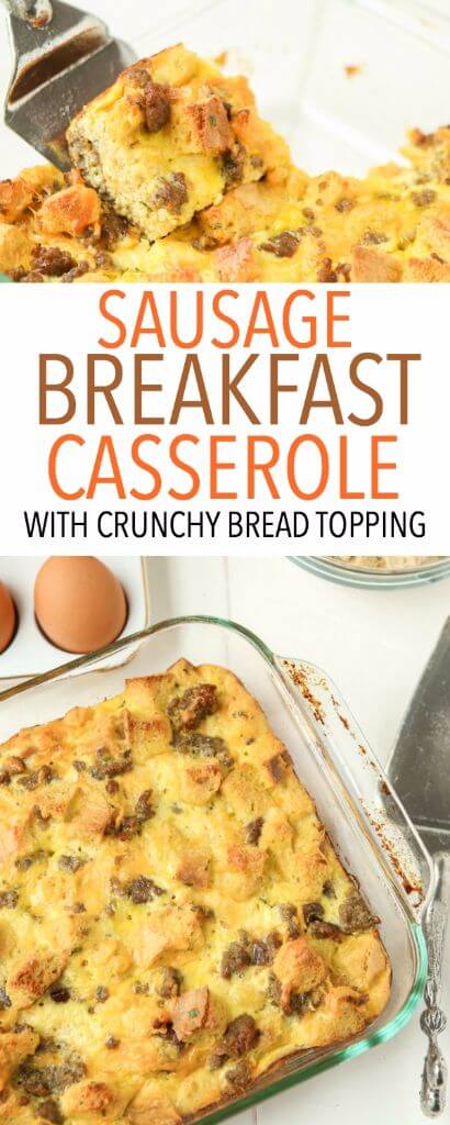 This egg and sausage breakfast casserole recipe is the best one I've ever tried! Love the crunchy bread on top!